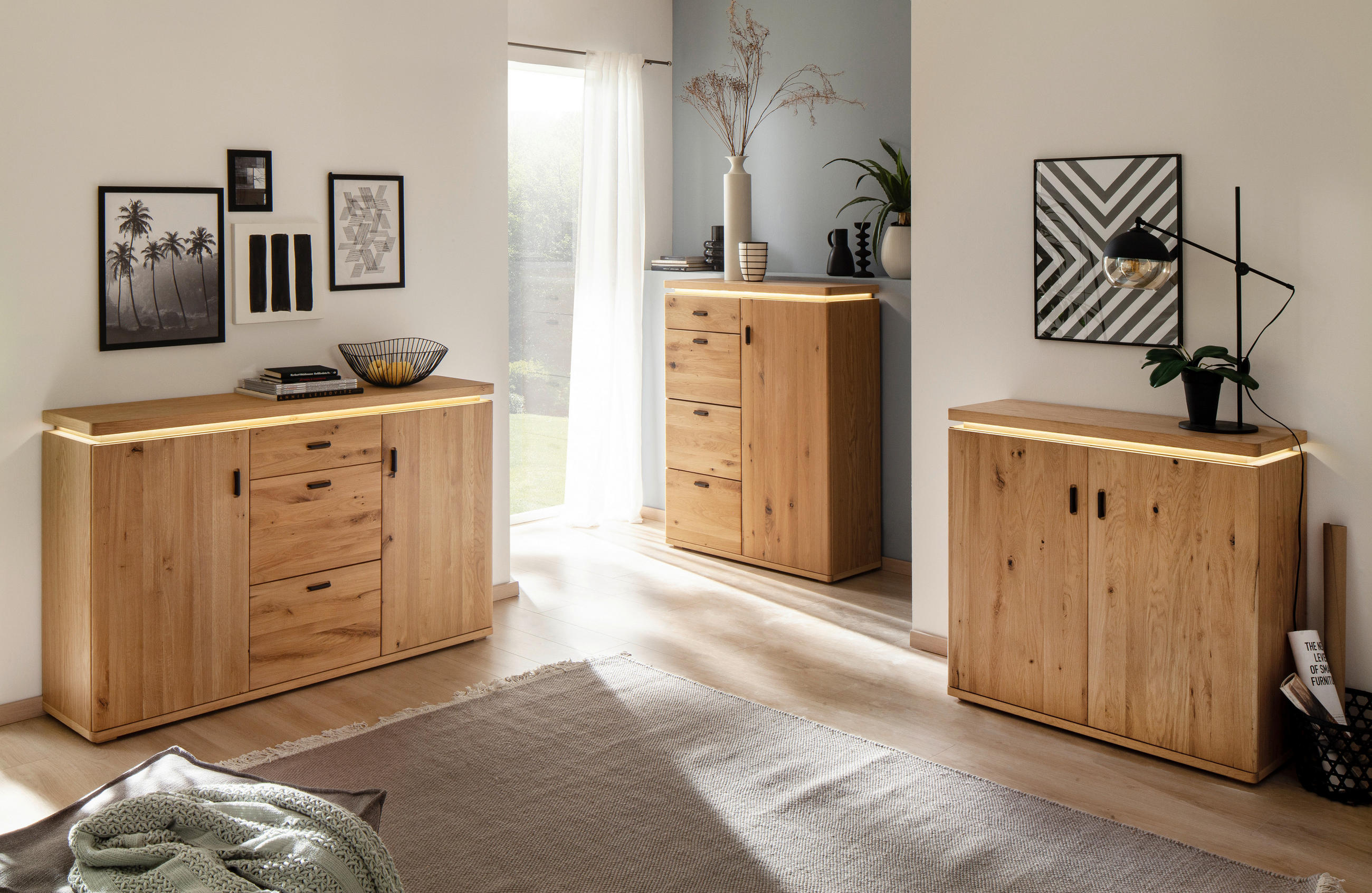 SIDEBOARD  in 150/95/38 cm  - Eichefarben/Anthrazit, Natur, Holz/Holzwerkstoff (150/95/38cm)