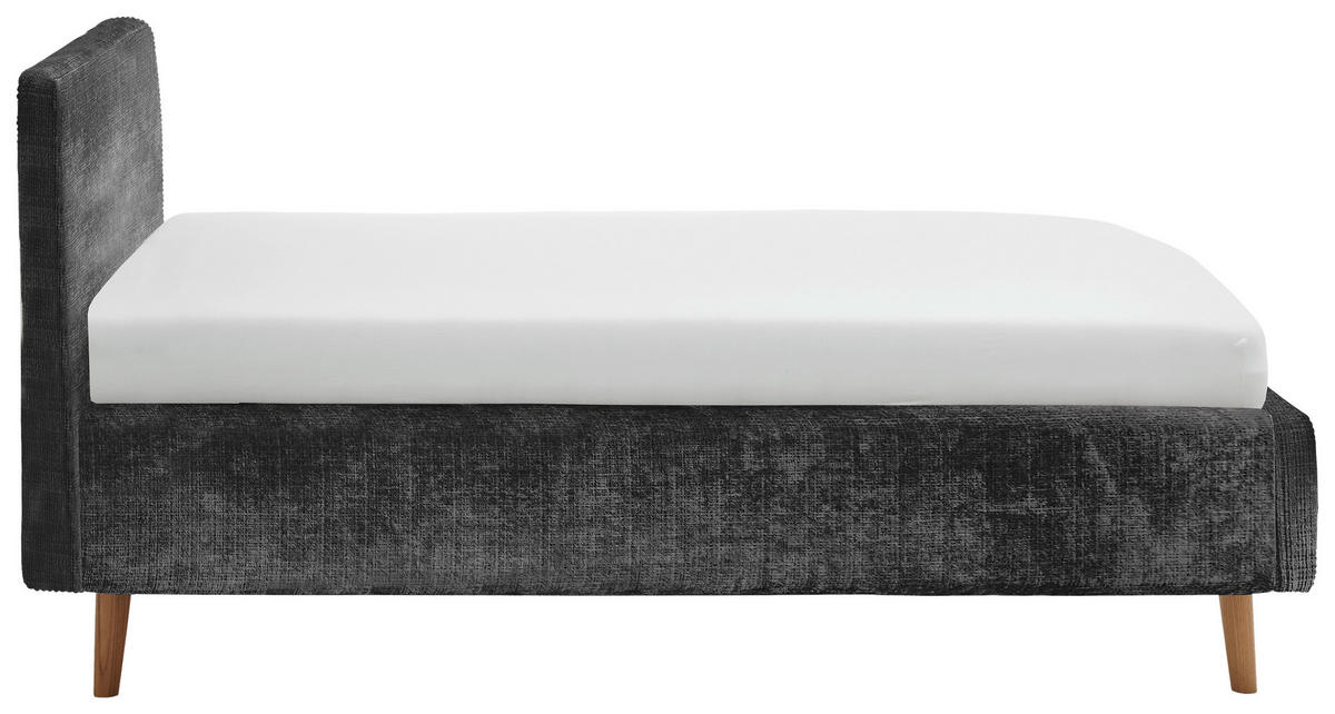 POLSTERBETT inkl. Bettkasten 140/200 cm  in Anthrazit  - Eichefarben/Anthrazit, Design, Holz/Textil (140/200cm) - Xora