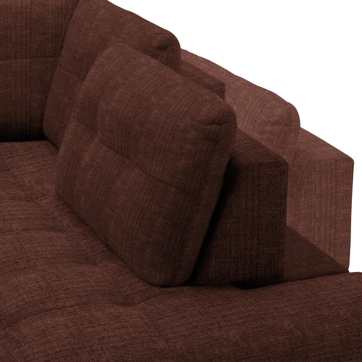 ECKSOFA in Flachgewebe, Leinenoptik Rotbraun  - Rotbraun/Schwarz, Modern, Textil/Metall (247/208cm) - Xora