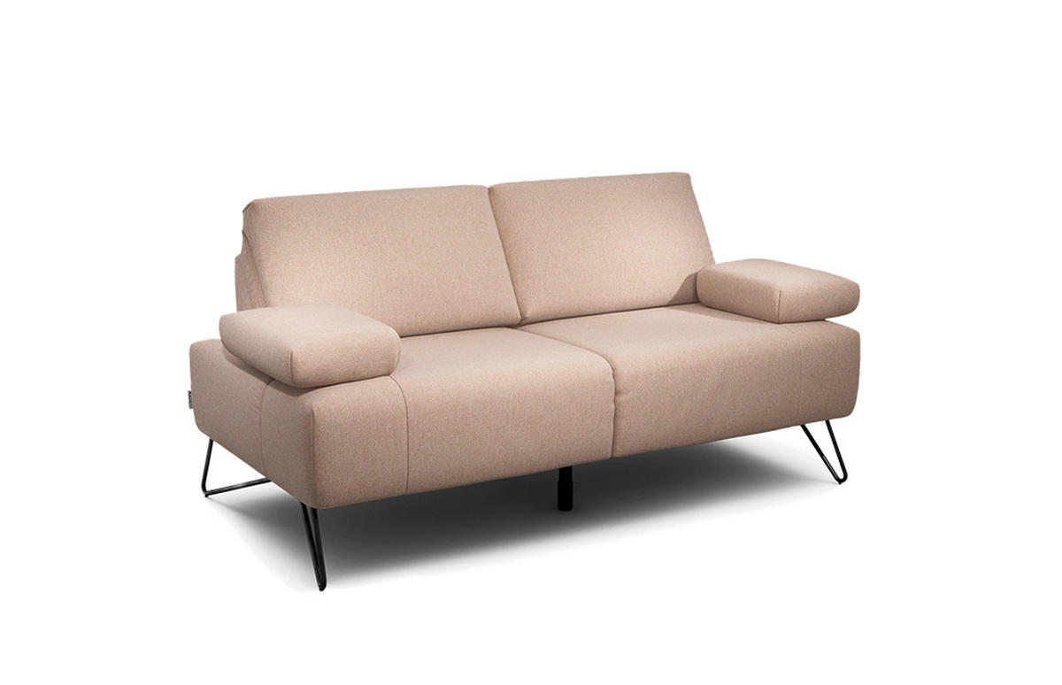 2-SITZER-SOFA in Chenille Rosa  - Schwarz/Rosa, Design, Textil/Metall (164-194/85/86-94cm) - SENSOO