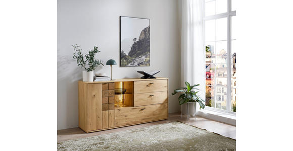 SIDEBOARD Eiche Alteiche  - Alteiche/Anthrazit, KONVENTIONELL, Glas/Holz (173,8/85,3/43,8cm) - Linea Natura