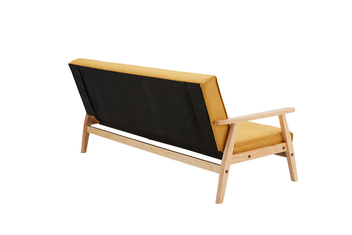 SCHLAFSOFA in Struktur Naturfarben, Senfgelb  - Senfgelb/Naturfarben, MODERN, Holz/Textil (190/81/85cm) - Livetastic
