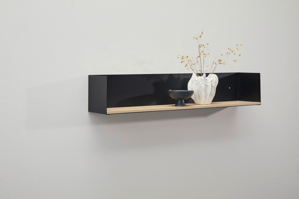 WANDREGAL Tanne furniert Naturfarben, Schwarz  - Schwarz/Naturfarben, Design, Holz/Holzwerkstoff (100/18/18cm) - MID.YOU