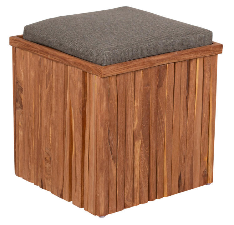 GARTENHOCKER - Taupe/Braun, Basics, Holz/Textil (45/45/45cm) - Gardenson
