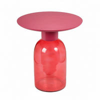 BEISTELLTISCH 50/50/55 cm Mangoholz Hartholz Pink rund  - Pink, Basics, Glas/Holz (50/50/55cm) - MID.YOU