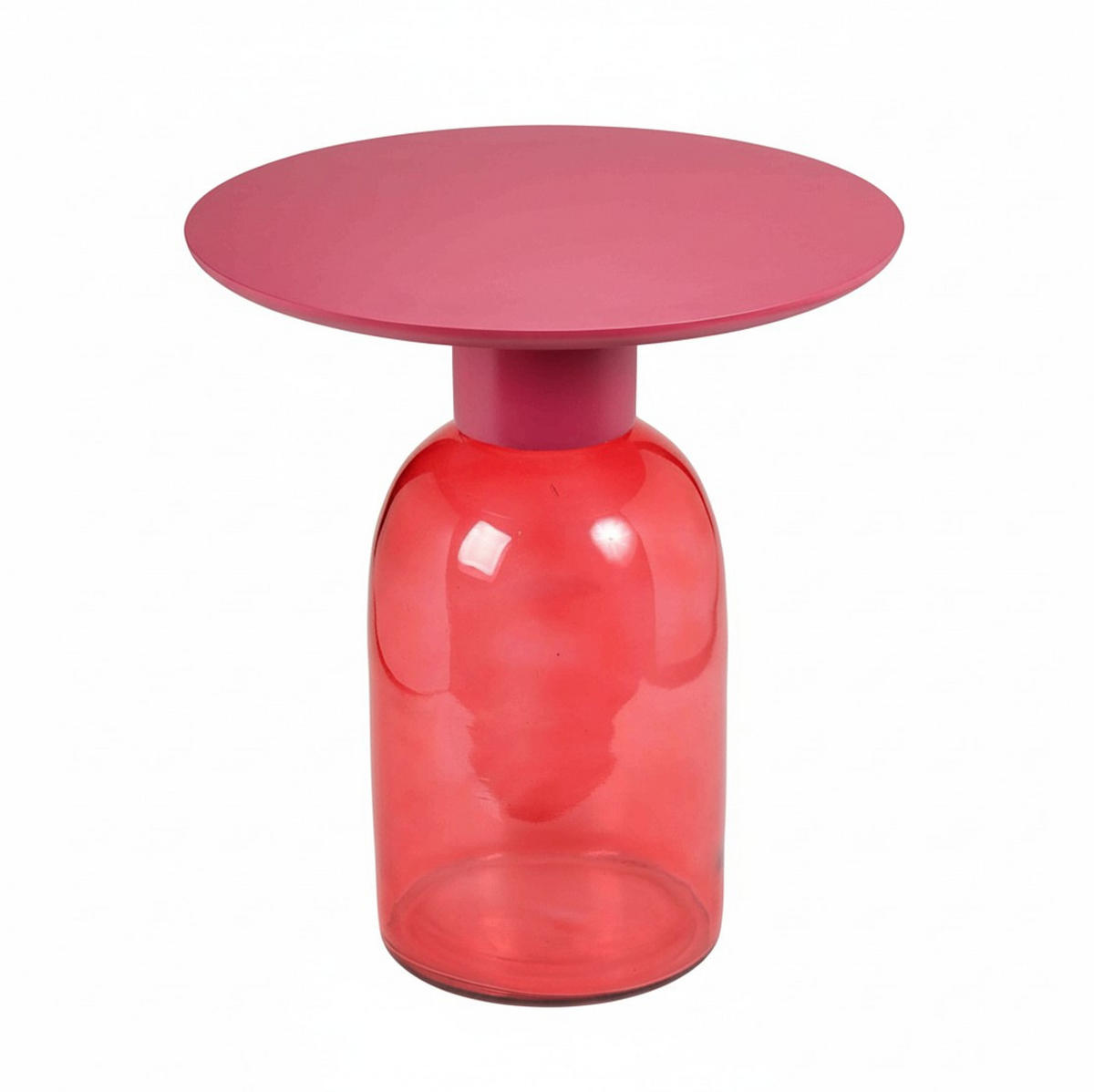 BEISTELLTISCH 50/50/55 cm Mangoholz Hartholz Pink rund  - Pink, Basics, Glas/Holz (50/50/55cm) - MID.YOU