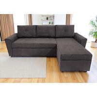 ECKSOFA TERMOLI in Cord Graubraun  231/155 cm  - Graubraun/Schwarz, Design, Kunststoff/Textil (231/155cm) - MID.YOU