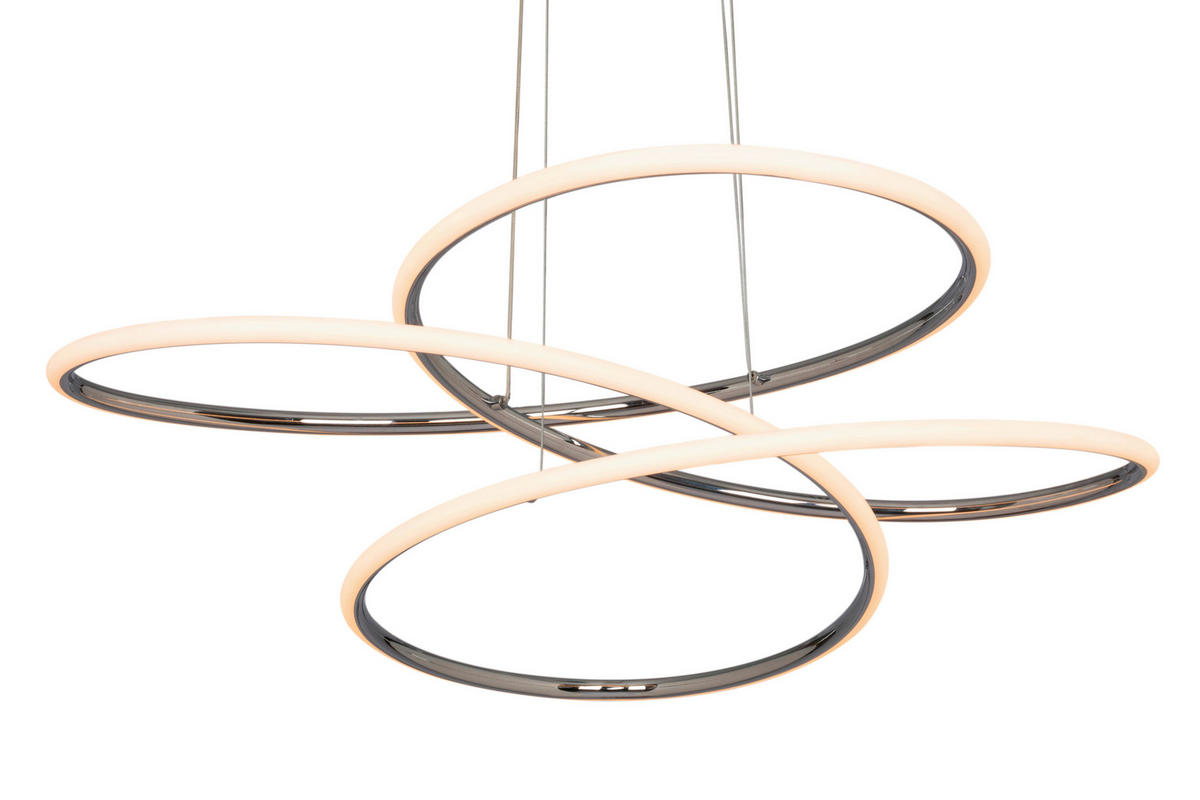 LED-HÄNGELEUCHTE Baltimore 84,5/150 cm   - Silberfarben, Design, Kunststoff/Metall (84,5/150cm) - Novel
