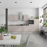 KÜCHENBLOCK Riva 360 cm  in Grau, Schieferfarben  - Schieferfarben/Edelstahlfarben, MODERN, Holzwerkstoff/Metall (360cm) - Nobilia