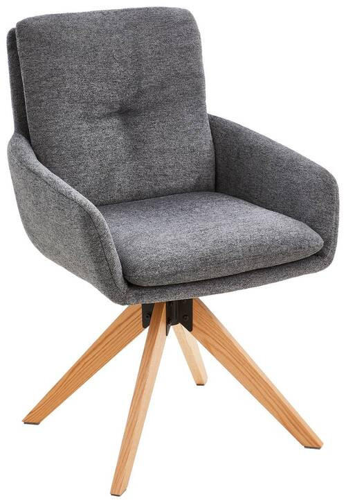 ARMLEHNSTUHL  in Eisen Samt  - Eichefarben/Grau, MODERN, Holz/Textil (59/91/65cm) - Livetastic