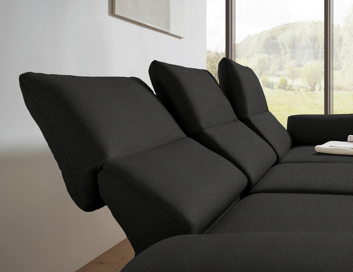 ECKSOFA  in Flachgewebe Anthrazit  255-365/175-224 cm  - Anthrazit/Schwarz, Design, Textil/Metall (255-365/175-224cm) - Dieter Knoll