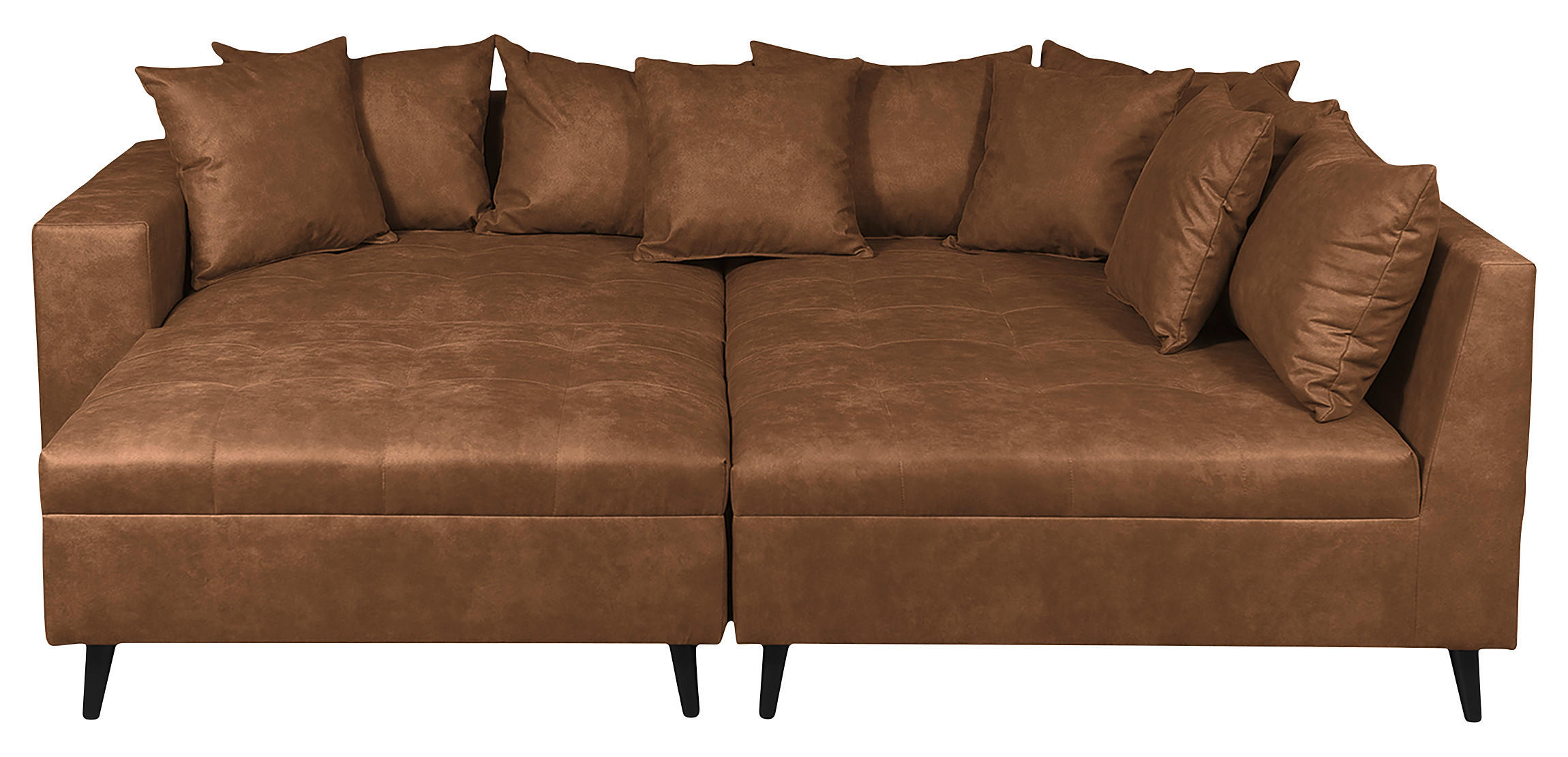 Ecksofa inkl. Hocker Braun Mikrofaser  - Schwarz/Braun, Design, Holz/Textil (247/174cm) - MID.YOU
