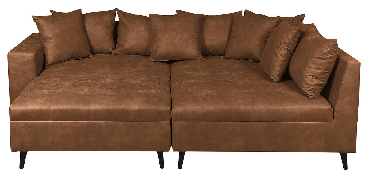 Ecksofa inkl. Hocker Braun Mikrofaser  - Schwarz/Braun, Design, Holz/Textil (247/174cm) - MID.YOU