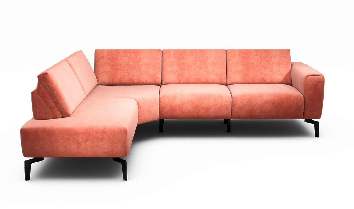 ECKSOFA Cosy Rosa Samt  - Schwarz/Rosa, Design, Textil/Metall (193/256cm) - SENSOO