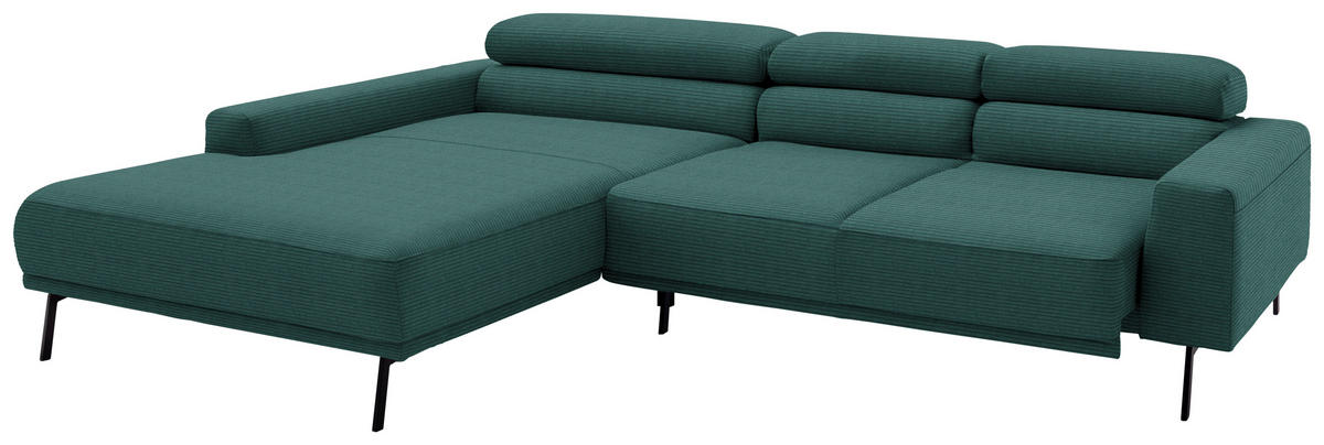 ECKSOFA Cord Waldgrün  - Waldgrün/Schwarz, Design, Textil/Metall (215-217/293cm) - Schöner Wohnen