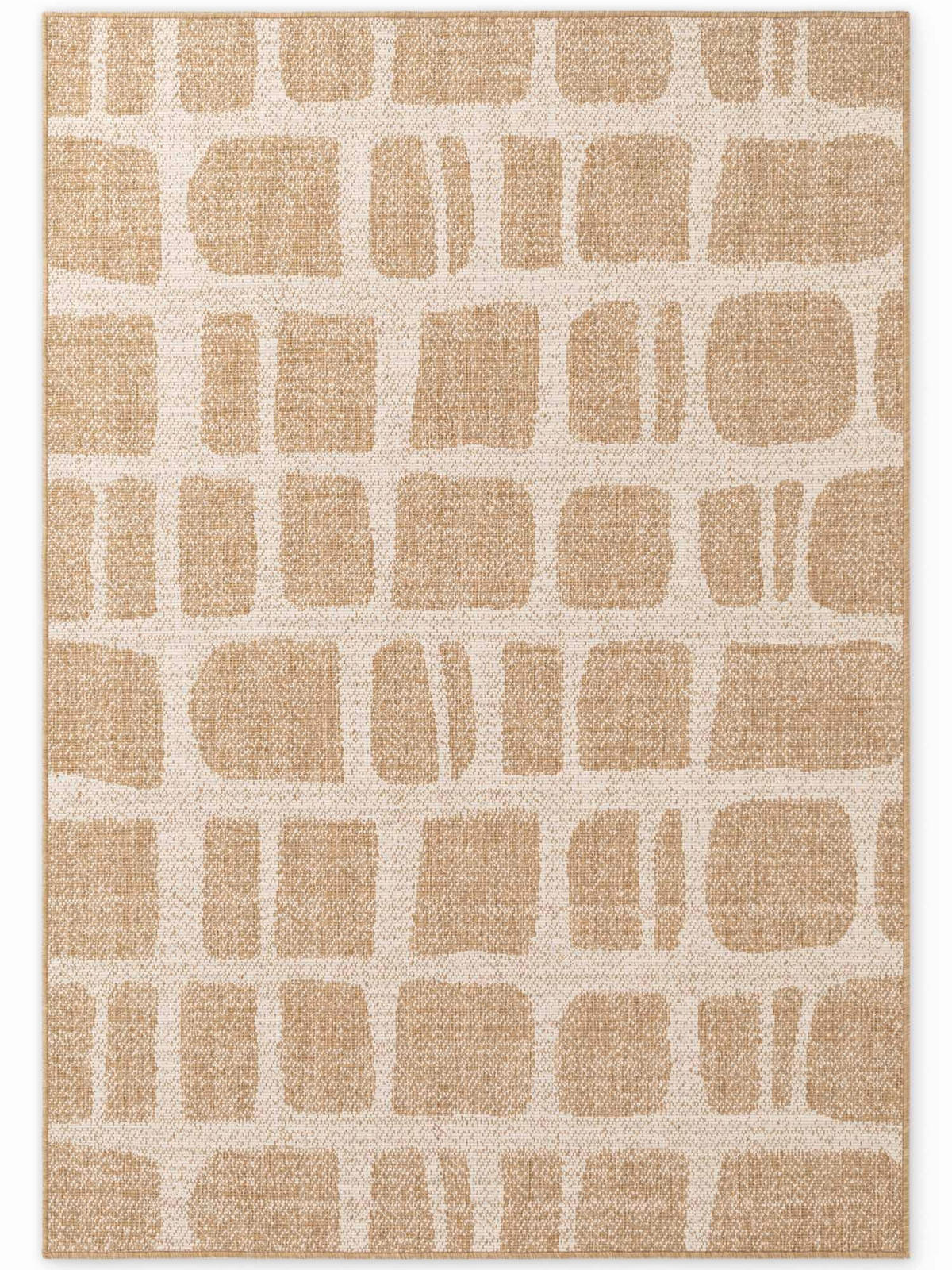 FLACHWEBETEPPICH 160/230 cm Haringey Weiß, Sandfarben rechteckig  - Sandfarben/Weiß, Design, Kunststoff (160/230cm)