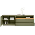 LOWBOARD Triest  in 207/69/42 cm  - Eichefarben/Olivgrün, Design, Glas/Holz (207/69/42cm) - Novel