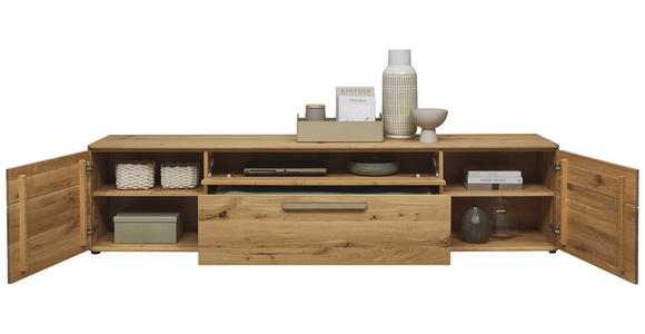 LOWBOARD  241,9/55,8/45,2 cm 1 Schublade(n) Typenauswahl, umfangreiches Zubehör erhältlich, stehend  - Wildeiche/Schwarz, Natur, Holz/Kunststoff (241,9/55,8/45,2cm) - Valnatura