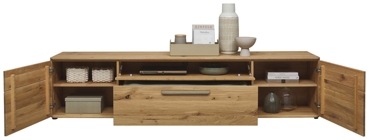 LOWBOARD  241,9/55,8/45,2 cm 1 Schublade(n) Typenauswahl, umfangreiches Zubehör erhältlich, stehend  - Wildeiche/Schwarz, Natur, Holz/Kunststoff (241,9/55,8/45,2cm) - Valnatura