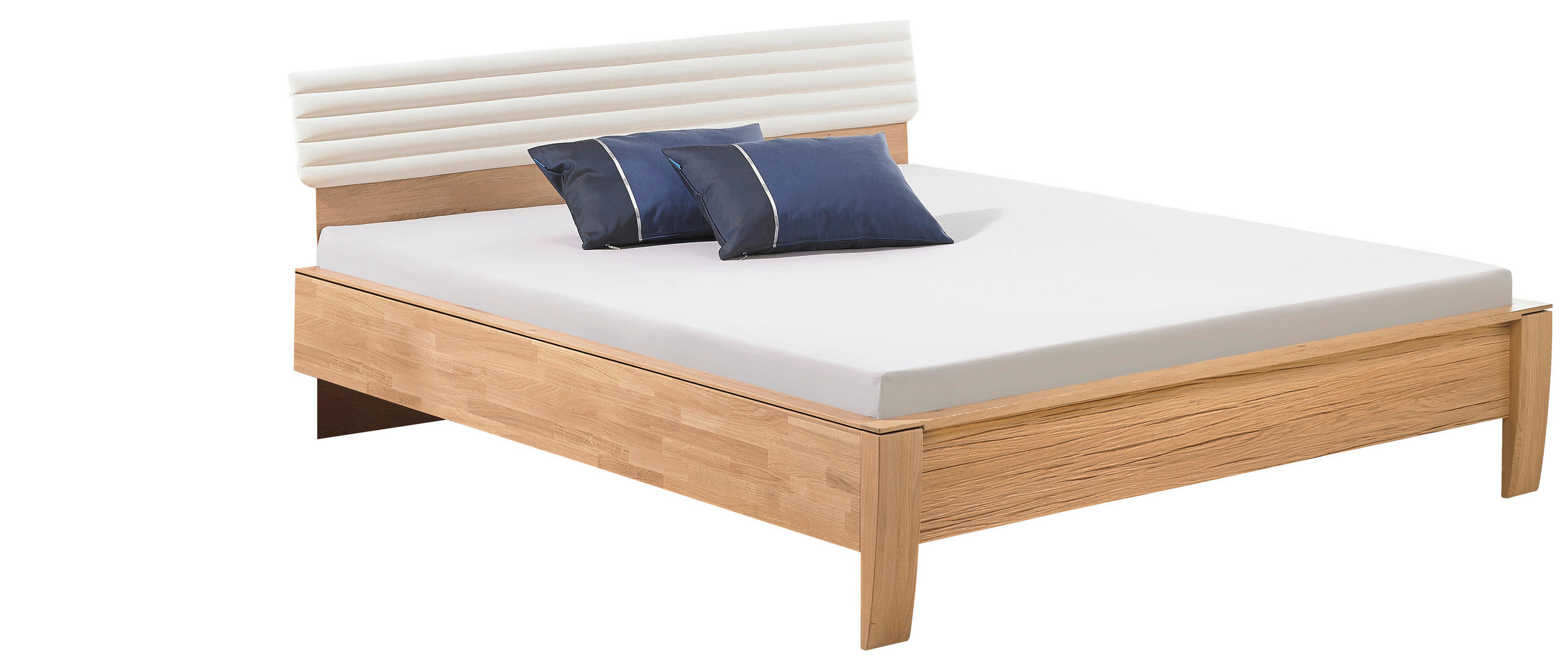 BETT 180/200 cm  in Weiss, Eichefarben   - Weiss/Eichefarben, Design, Holz/Textil (180/200cm) - Valdera