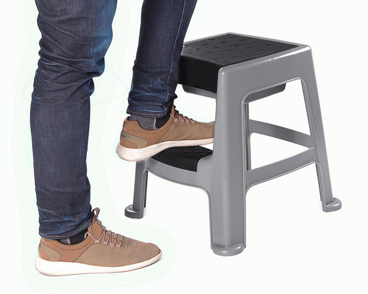 TRITTHOCKER  - Grau, Basics, Kunststoff (44/47/47cm)