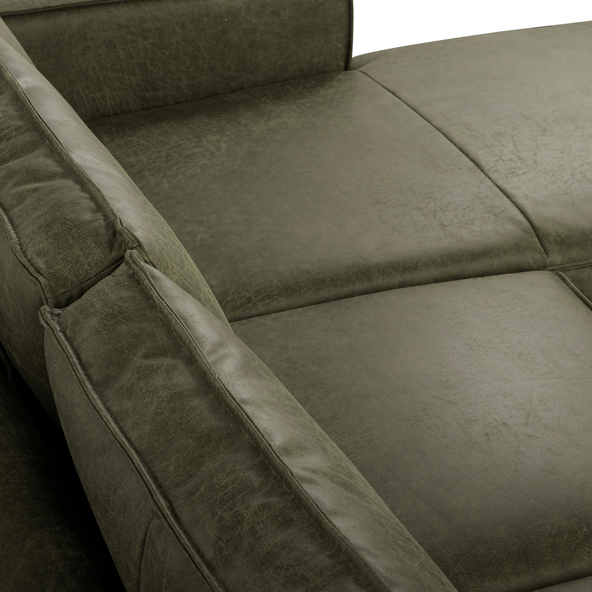ECKSOFA Grün Echtleder Lederlook Bettkasten, Schlaffunktion, Rücken echt  - Schwarz/Grün, Design, Leder/Textil (166/238cm) - Livetastic
