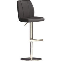 BARHOCKER in Metall, Leder Schwarz, Edelstahlfarben  - Edelstahlfarben/Schwarz, Design, Leder/Metall (43/88-113/53cm) - MID.YOU