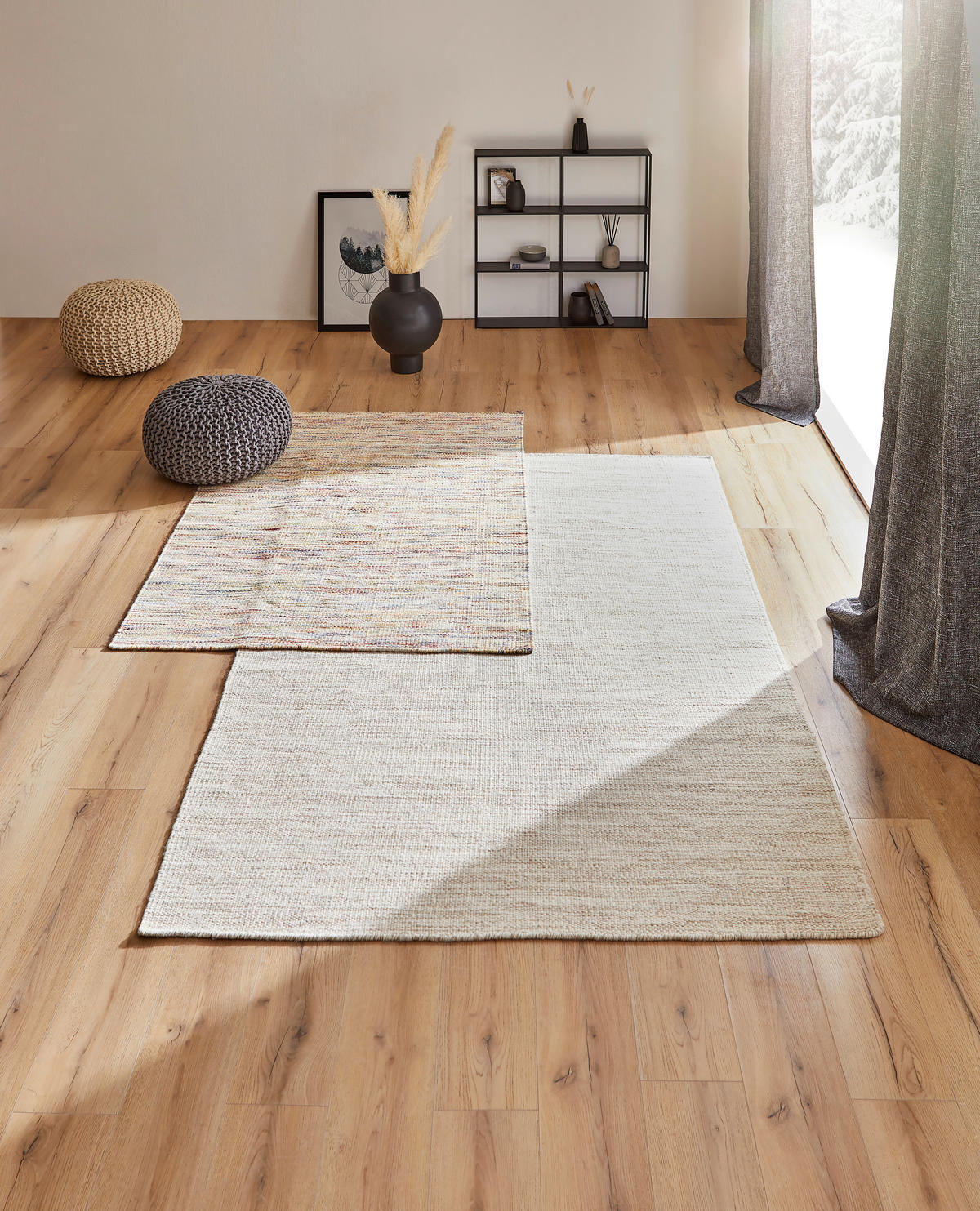 RUČNĚ TKANÝ KOBEREC, 160/230 cm, béžová - béžová, Natur, textil (160/230cm) - Linea Natura