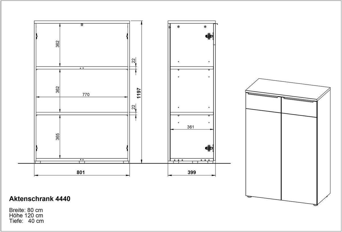 AKTENSCHRANK 80/120/40 cm  - Kaschmir/Eichefarben, Design, Holzwerkstoff (80/120/40cm) - Germania
