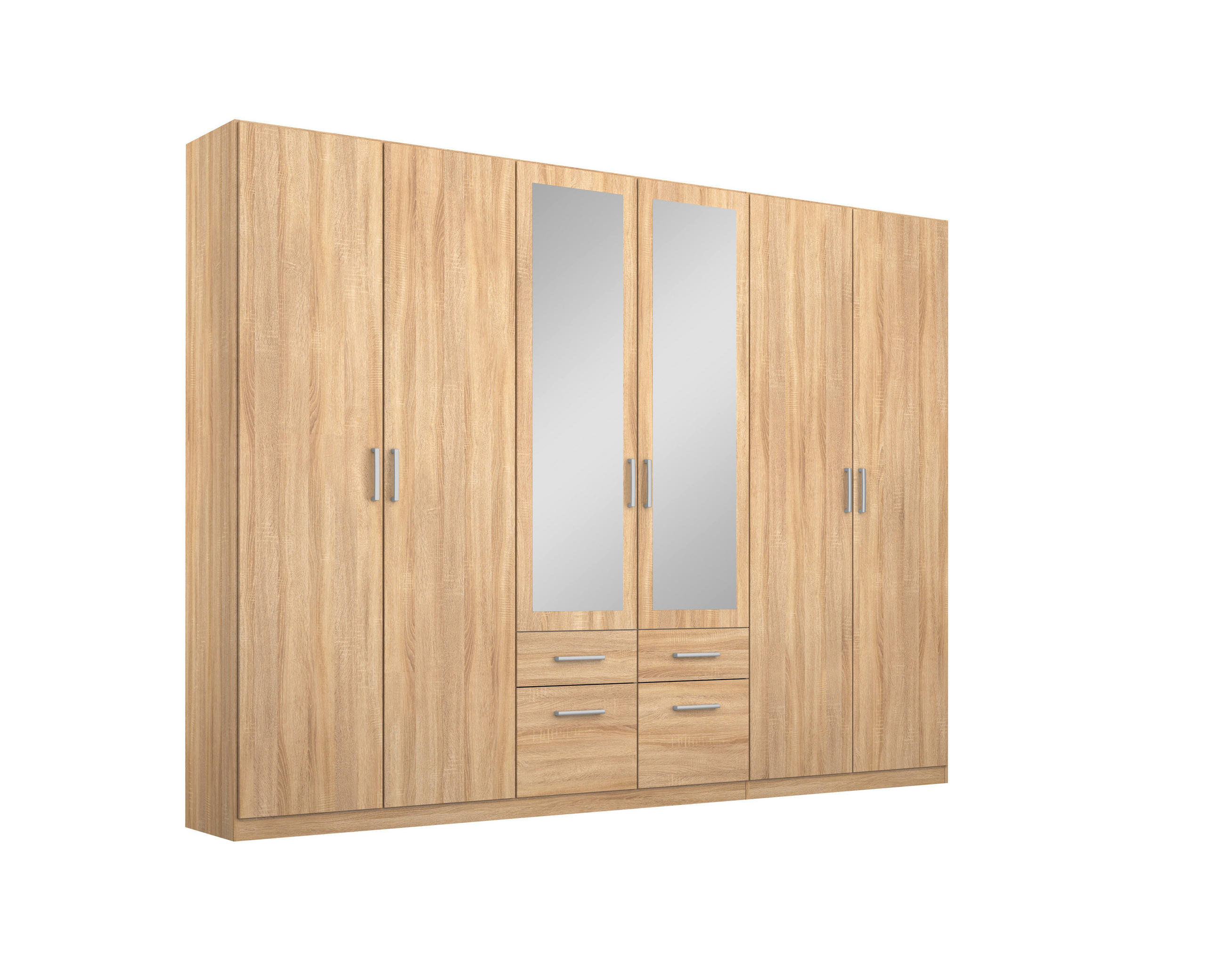 DREHTÜRENSCHRANK in Sonoma Eiche - Alufarben/Sonoma Eiche, Modern, Holzwerkstoff/Kunststoff (271/229/54cm) - Rauch Möbel