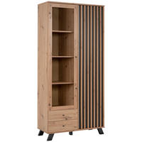 VITRINE in Anthrazit, Eiche Artisan  - Anthrazit/Schwarz, Lifestyle, Glas/Holzwerkstoff (92/198/40cm) - MID.YOU