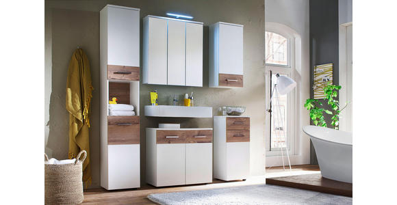 BADEZIMMER - Eichefarben/Weiß, Design, Glas/Holzwerkstoff (170/194/35cm) - Xora