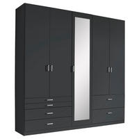 DREHTÜRENSCHRANK  in Grau  - Alufarben/Grau, Basics, Glas/Holzwerkstoff (226/229/54cm) - Xora