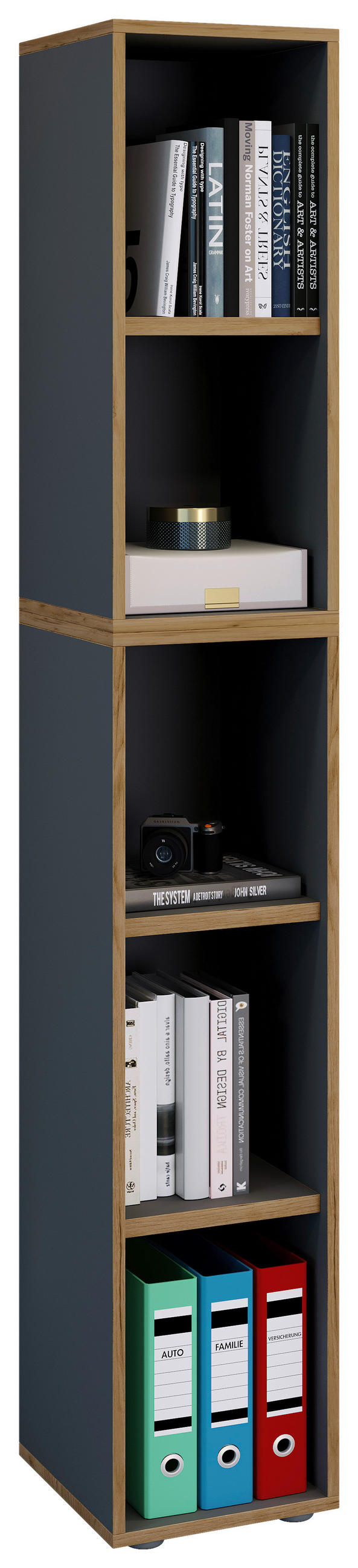 AKTENREGAL 30/183/33 cm  - Honigeiche/Anthrazit, Design, Holzwerkstoff/Kunststoff (30/183/33cm) - P & B