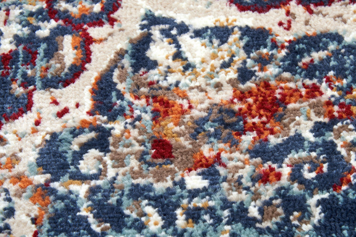 FLACHWEBETEPPICH 57/90 cm Luxor Blau, Multicolor  - Blau/Multicolor, Design, Kunststoff/Textil (57/90cm)