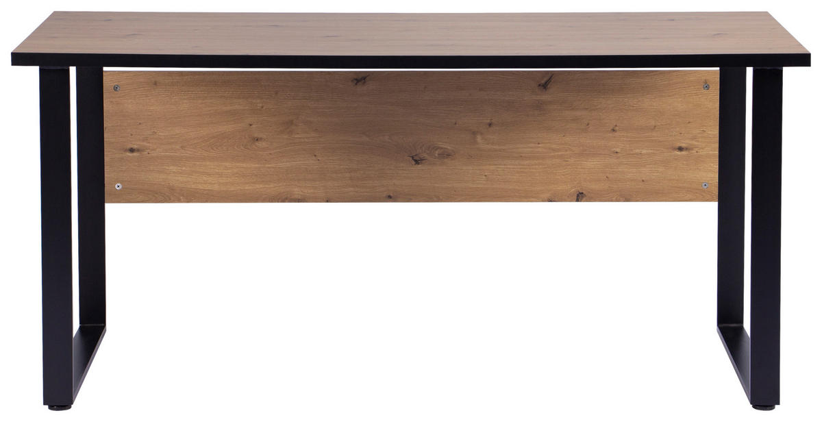 SCHREIBTISCH 160/75/73,5 cm Schwarz, Eiche Artisan   - Schwarz/Eiche Artisan, MODERN, Holzwerkstoff/Metall (160/75/73,5cm) - Livetastic