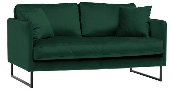 2-SITZER-SOFA in Samt Dunkelgrün  - Dunkelgrün/Schwarz, Design, Textil/Metall (150/78/84cm) - Carryhome