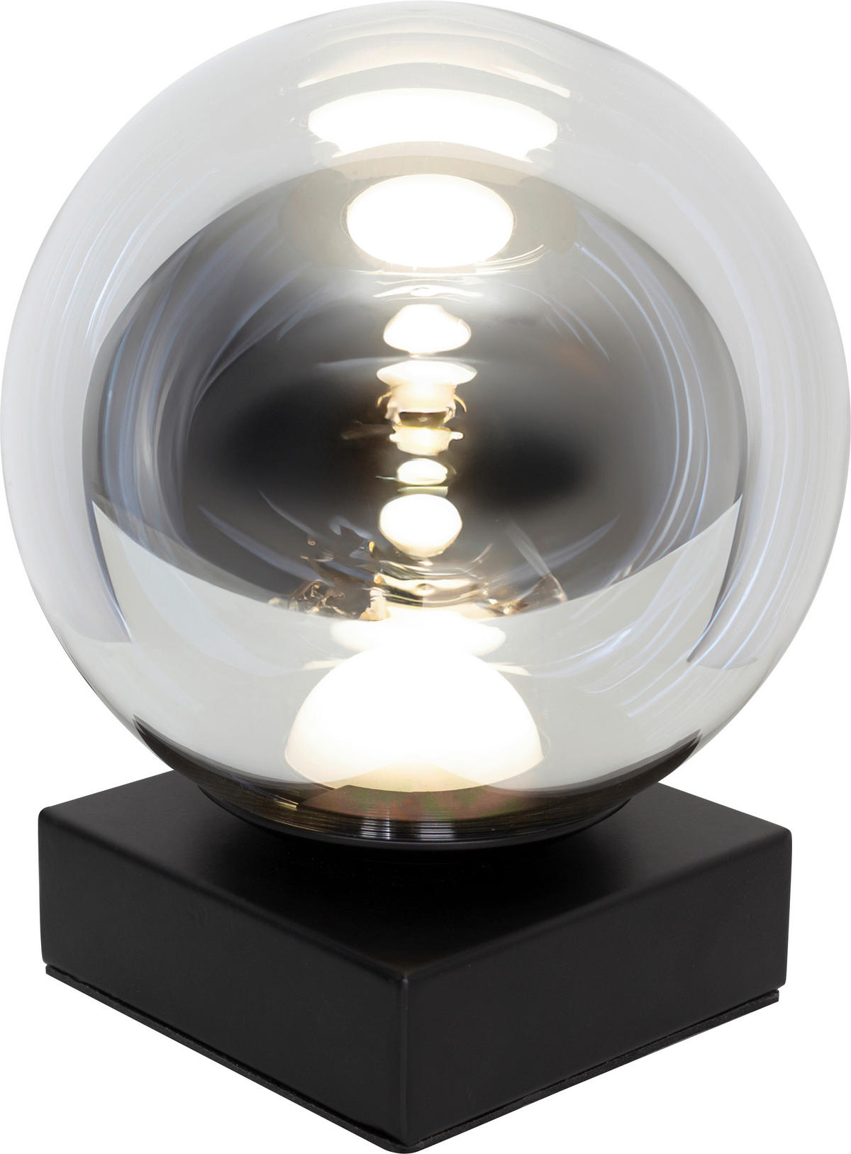 LED-TISCHLEUCHTE 10/10/18 cm   - Silberfarben/Schwarz, Basics, Glas/Metall (10/10/18cm)