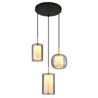 LED-HÄNGELEUCHTE 50/150 cm    - Messingfarben/Schwarz, Design, Glas/Metall (50/150cm) - Globo