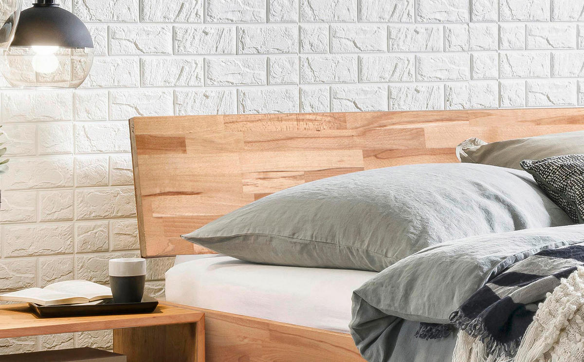 BETT 140/200 cm  in Buchefarben  - Anthrazit/Buchefarben, Design, Holz/Metall (140/200cm) - Hasena