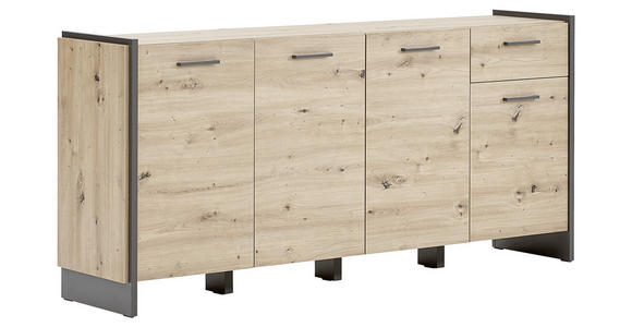 SIDEBOARD 186,5/86,1/41,3 cm  - Eichefarben/Eiche Artisan, Trend, Holzwerkstoff/Kunststoff (186,5/86,1/41,3cm) - Hom`in