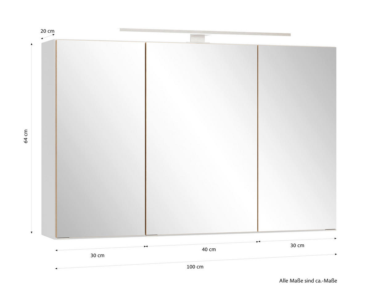 SPIEGELSCHRANK 100/64/20 cm  - Wildeiche/Edelstahlfarben, Trend, Glas/Holzwerkstoff (100/64/20cm) - Held
