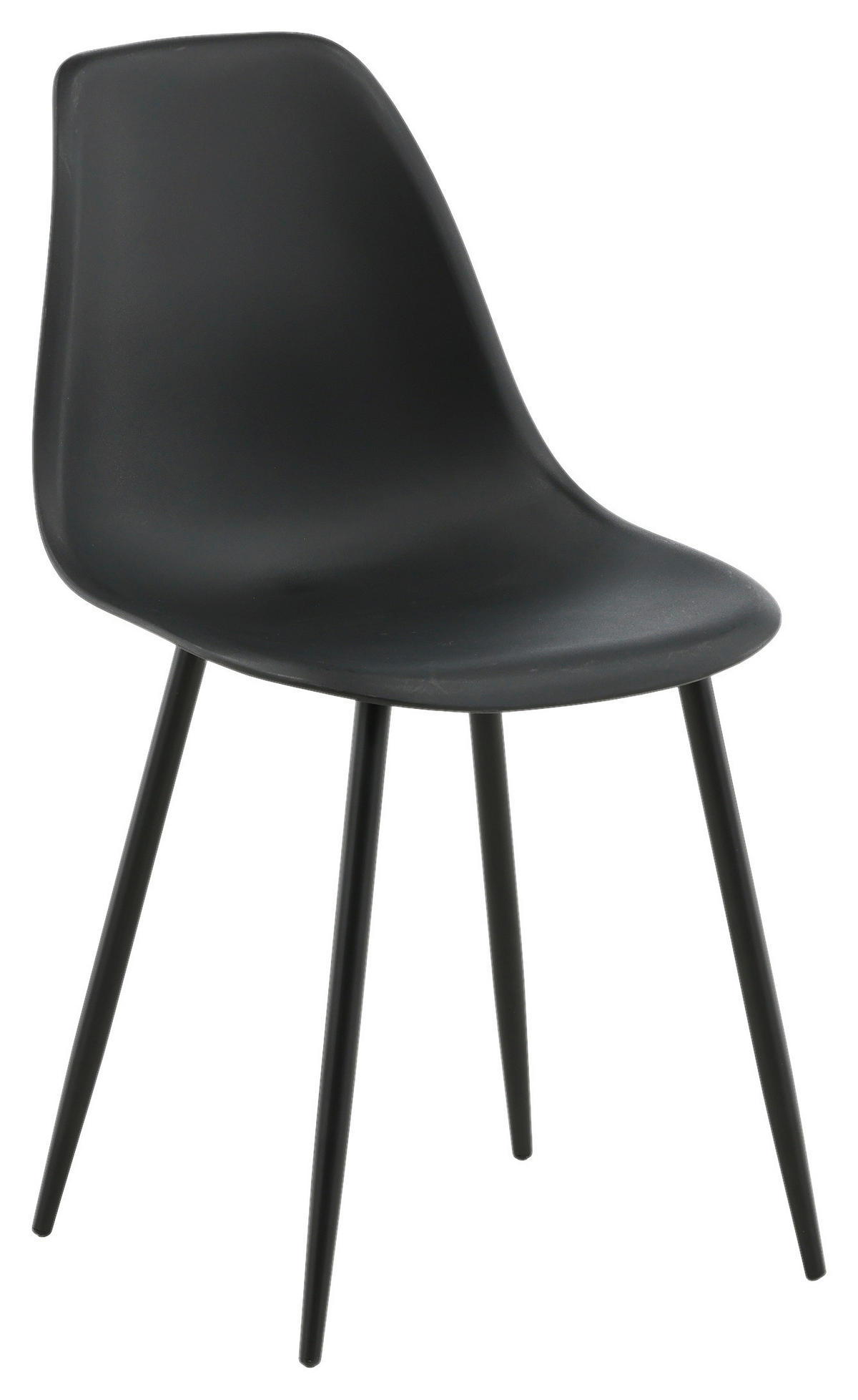 STUHL-SET 2 Stück  in Stahl matt  - Schwarz, Design, Kunststoff/Metall (45,5/81/58cm) - Livetastic