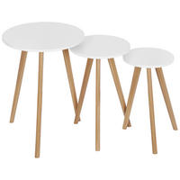 BEISTELLTISCHSET in Holz, Holzwerkstoff einfacher Aufbau 24-30-40/24-30-40/38-43-48 cm  - Naturfarben/Weiß, Basics, Holz/Holzwerkstoff (24-30-40/24-30-40/38-43-48cm) - Carryhome