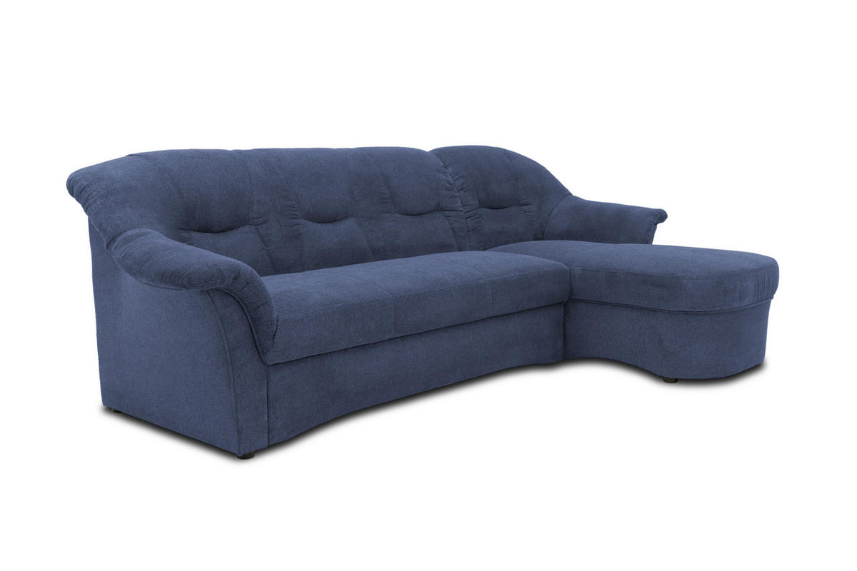 ECKSOFA Dunkelblau Mikrofaser  - Schwarz/Dunkelblau, KONVENTIONELL, Kunststoff/Textil (232/146cm) - MID.YOU