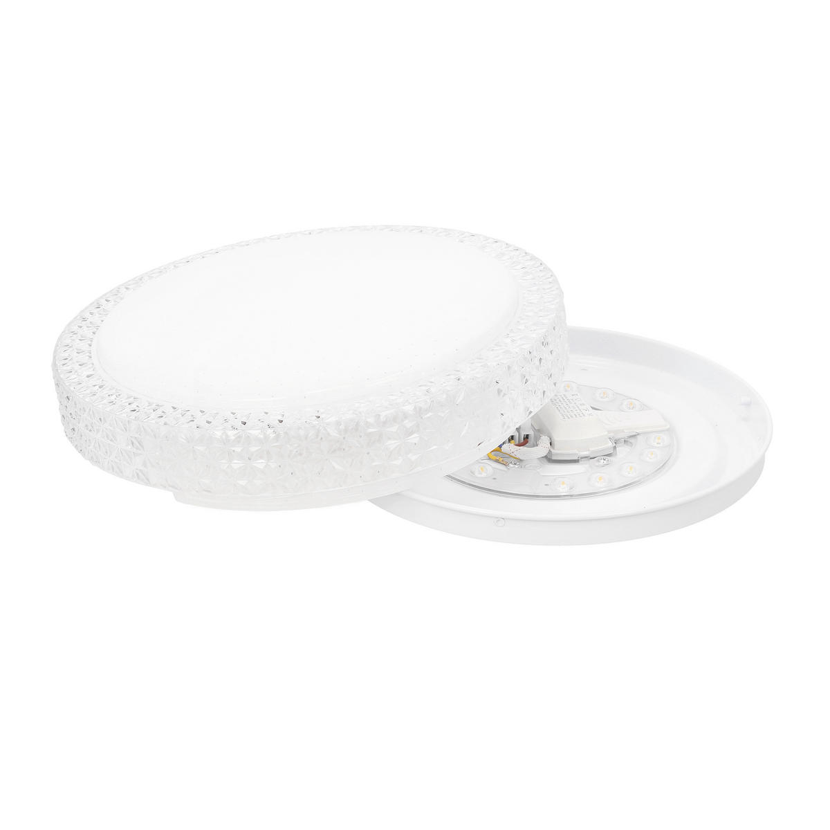 LED-TAKLAMPA Rabel 27/27/8.5 cm  - vit/transparent, Klassisk, metall/plast (27/27/8.5cm)