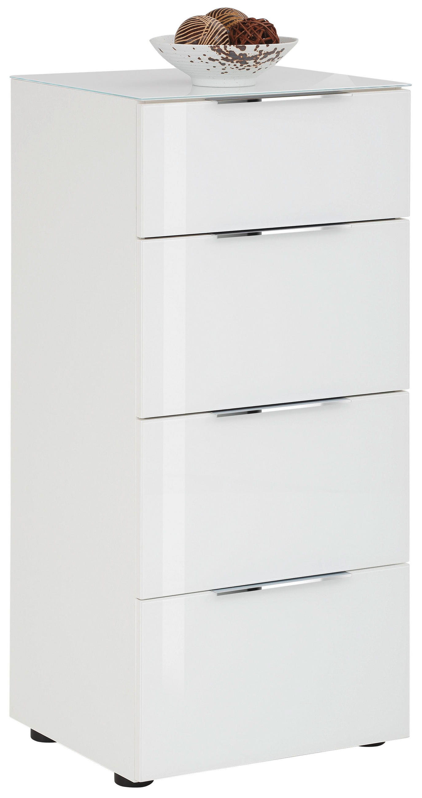 COMODĂ 45,1/98,7/40 cm - alb/culoare aluminiu, Basics, plastic/sticlă (45,1/98,7/40cm) - Voleo
