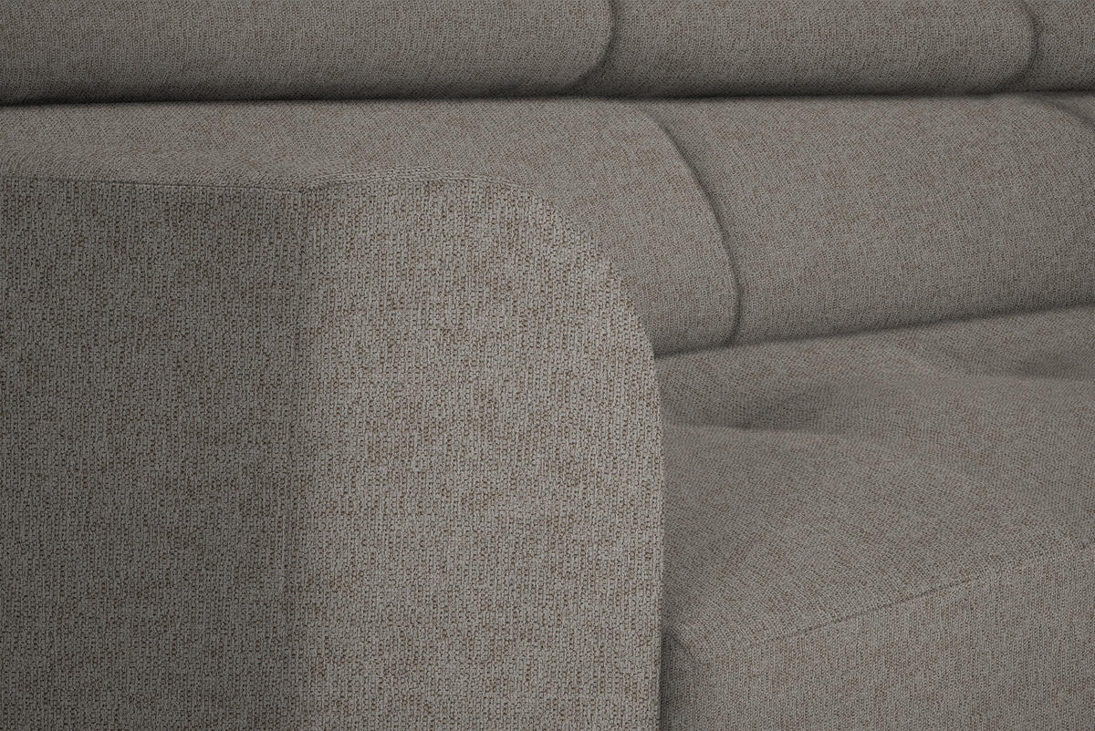 ECKSOFA in Webstoff Greige  - Greige/Schwarz, Design, Textil/Metall (280/205cm) - MID.YOU