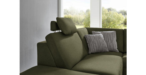 ECKSOFA in Mikrofaser Dunkelgrün 242/275 cm - Dunkelgrün/Alufarben, Design, Textil/Metall (242/275cm) - Dieter Knoll