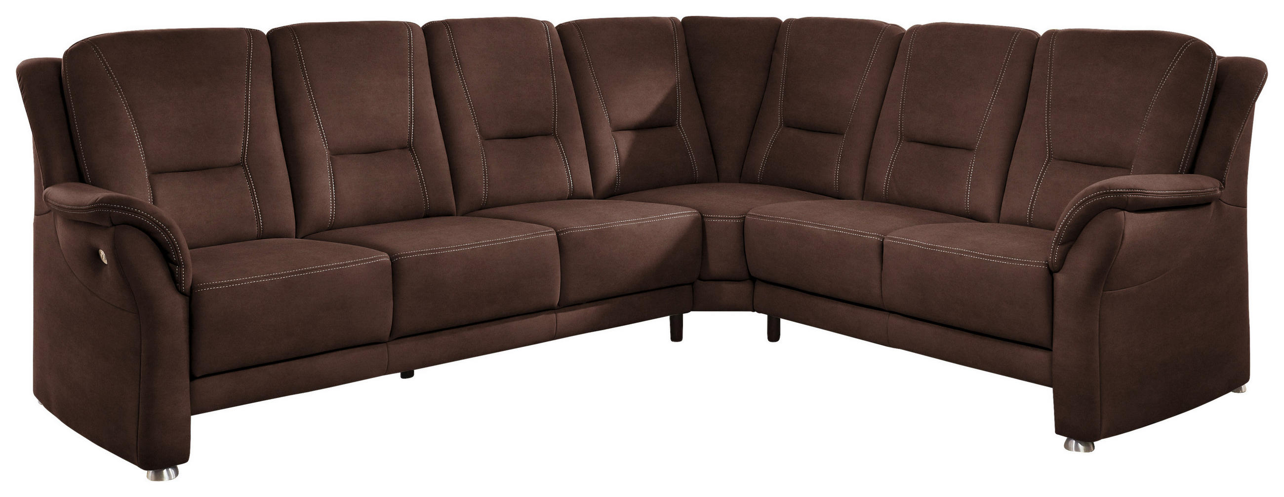 ECKSOFA in Mikrofaser Braun 275/223 cm - Beige/Alufarben, KONVENTIONELL, Textil/Metall (275/223cm) - Beldomo Comfort